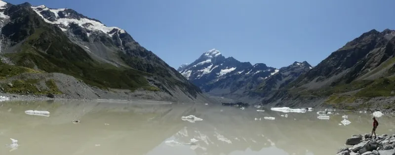 フッカー氷河湖とマウントクックパノラマ